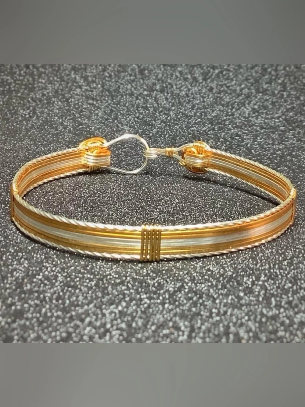 Two-Tone Gold & Silver Multi-Wire Women’s Bangle Bracelet